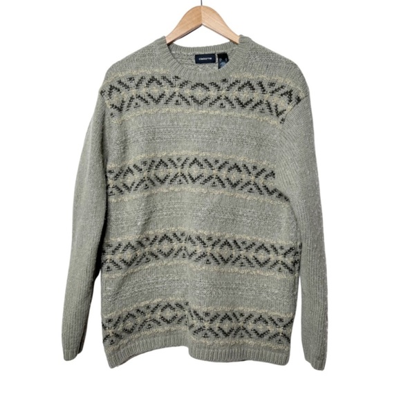 Liz Claiborne Sweaters - Liz Claiborne Vintage Wool Blend Aztec Pattern Stripes Grandpa Knit Sweater